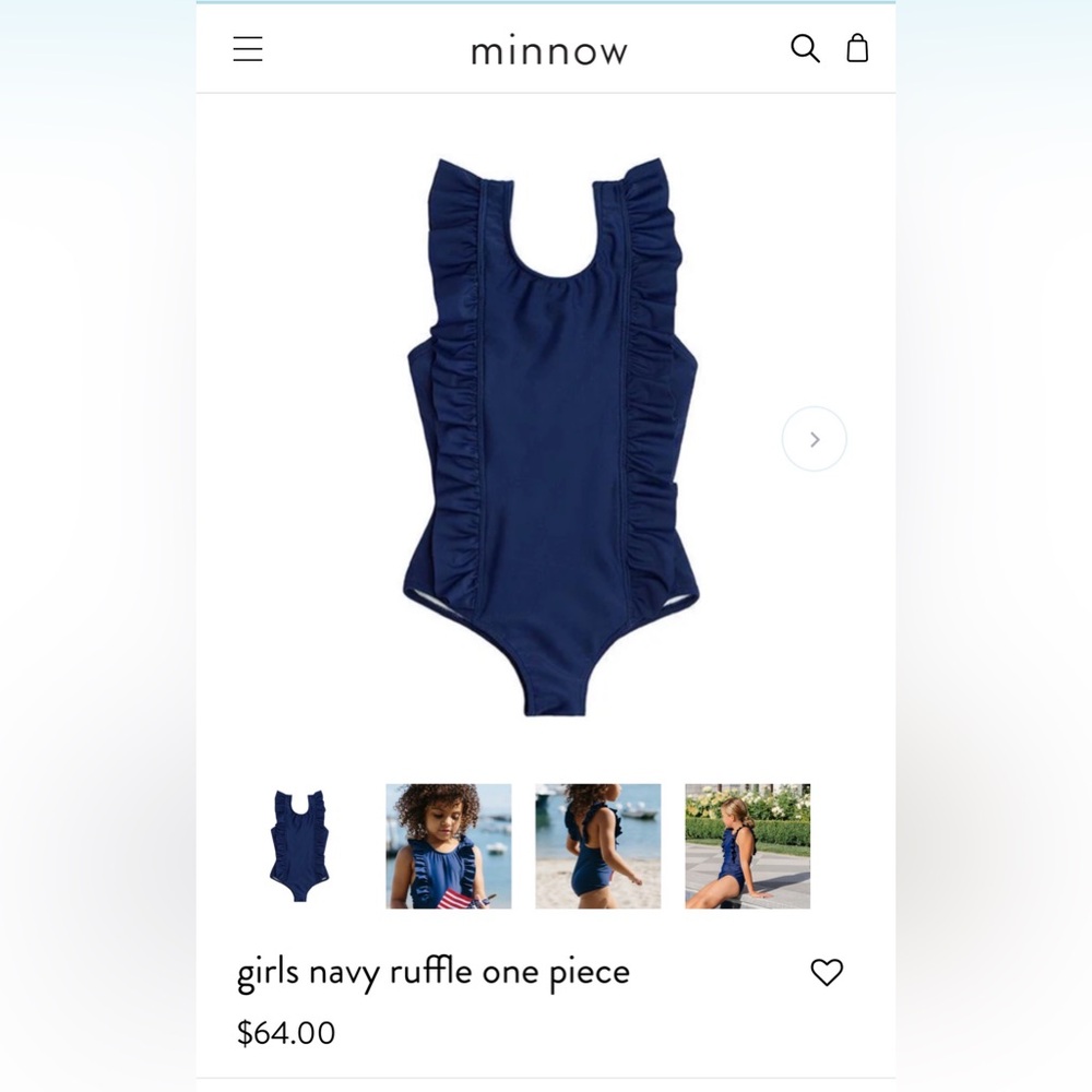 Minnow Girls Navy Ruffle One Piece